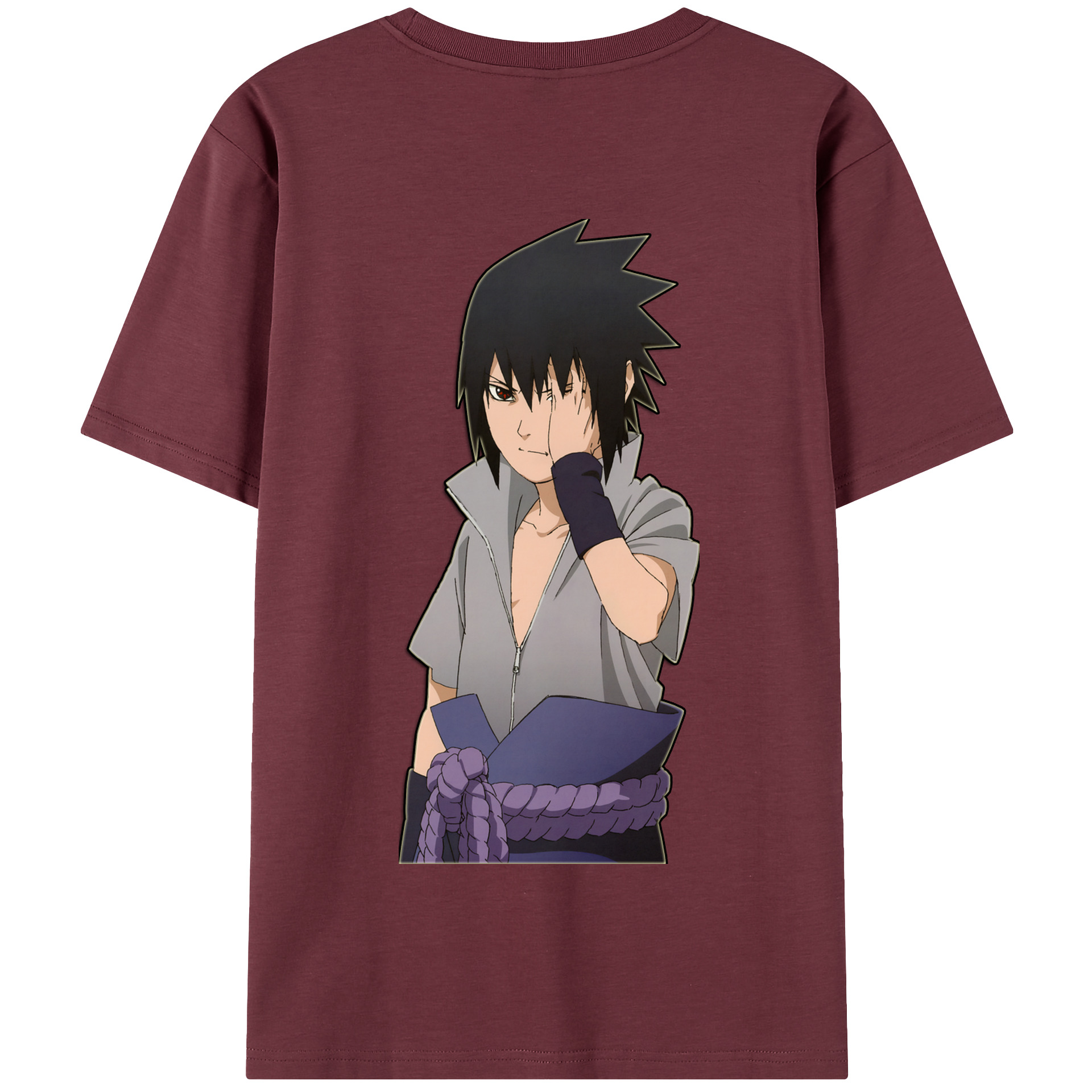 （画像用） NARUTO -ナルト- うちは サスケ Uchiha Sasuke 綿100％半袖Tシャツ（背面プリント）